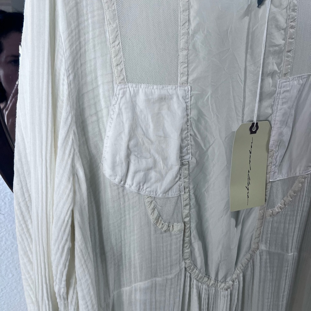 Raquel Allegra Malia Midi Cream/White Long Sleeve Dress NWT Sz Womens Large - Picture 10 of 13